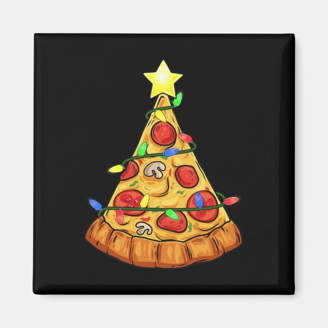 Pizza Julgran Ljus Roligt Boys Kids Julafton Magnet (Framsidan)