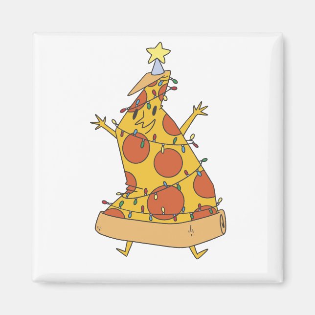 Pizza julgran - Roligt Xmas mat Magnet (Framsidan)