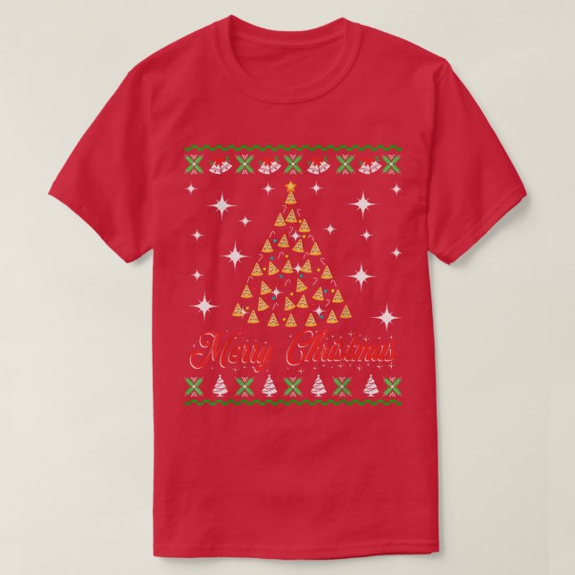 Pizza Julgran Ugly jul Sweater for Pi T Shirt (Design framsida)