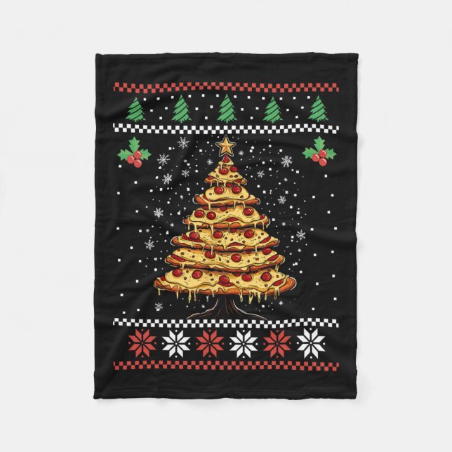 Pizza Julgran Ugly jul Sweater Julafton F Fleecefilt (Framsidan)