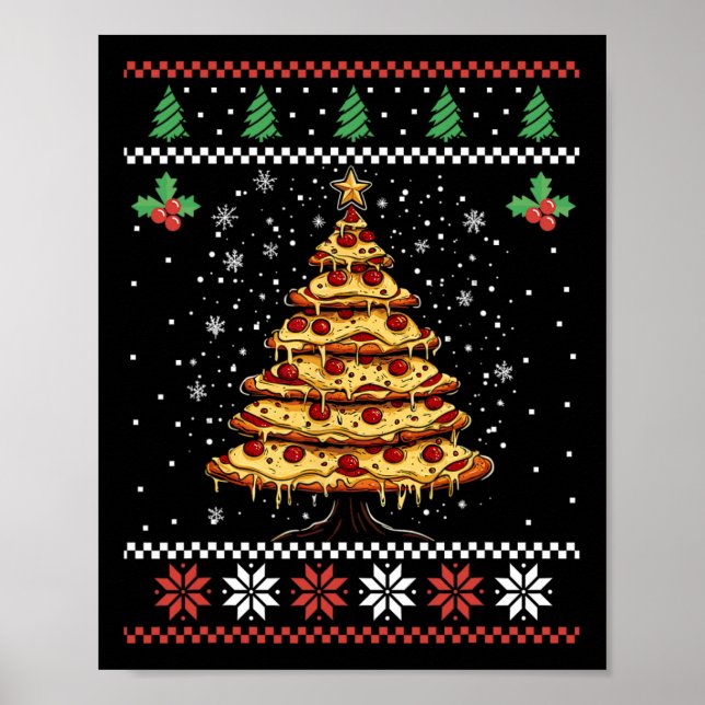 Pizza Julgran Ugly jul Sweater Julafton F Poster (Framsidan)