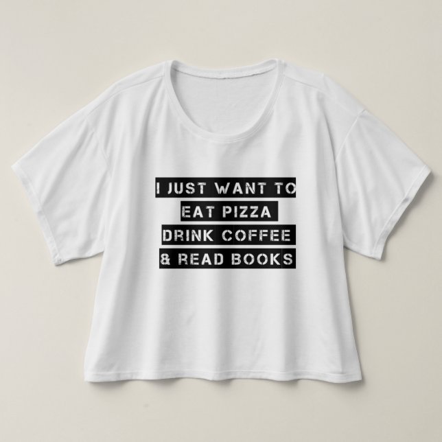 Pizza. Kaffe. Bokar T-shirt (Design framsida)