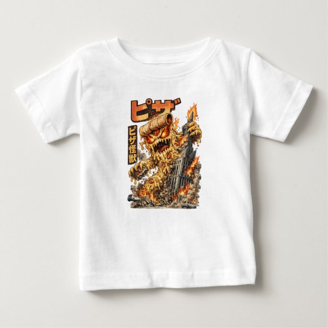Pizza Kaiju – The Cheesy Destruction T Shirt (Framsida)