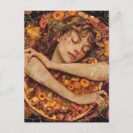 Pizza Kärlek Faux Klimt Vykort