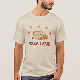 Pizza Kärlek - Kawaii Cat med Pizza T Shirt