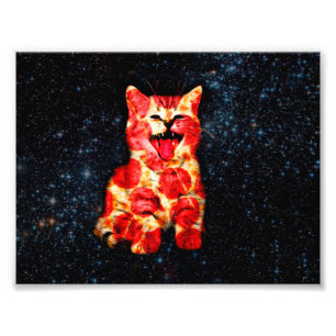 Pizza-katt i rymden fototryck