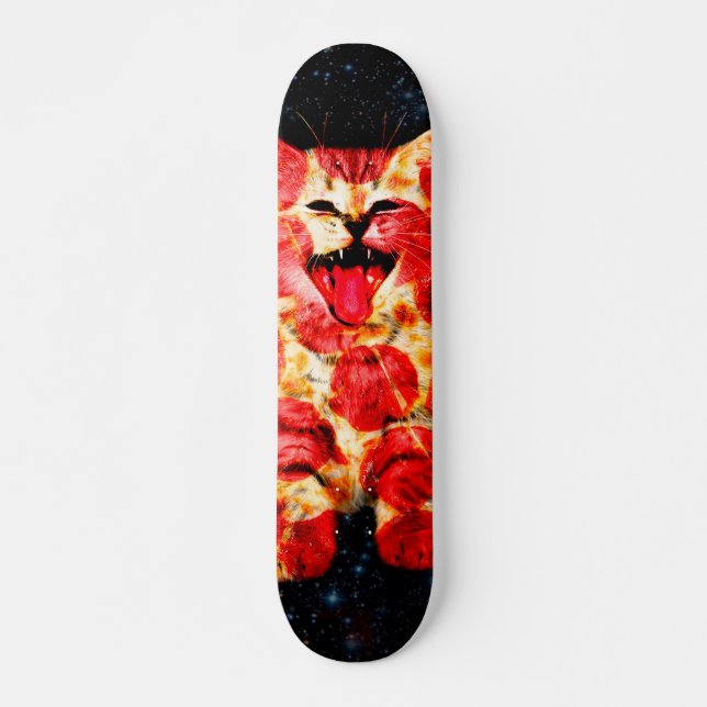 Pizza-katt i rymden mini skateboard bräda 18,5 cm (Framsida)