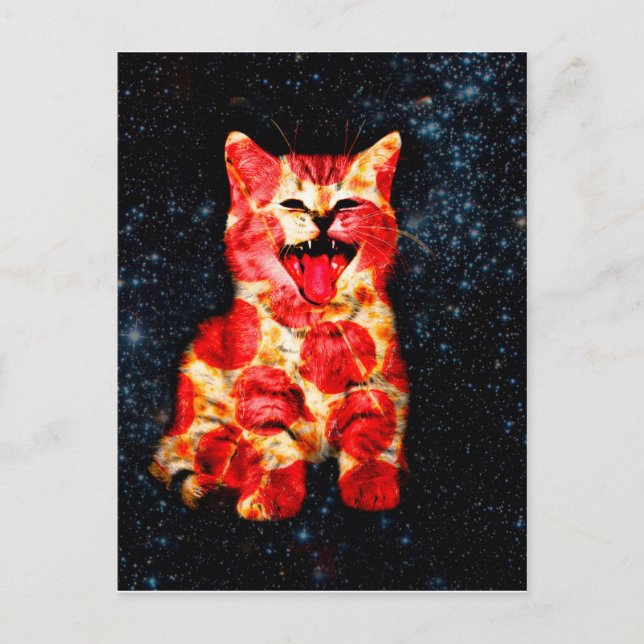 Pizza-katt i rymden vykort (Framsida)