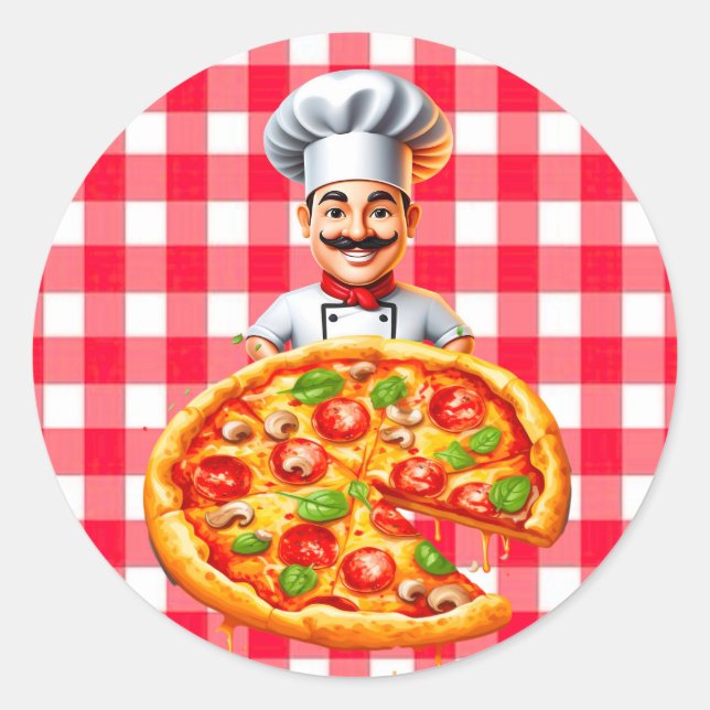 Pizza Kids Födelsedagsfest Runt Klistermärke (Framsida)