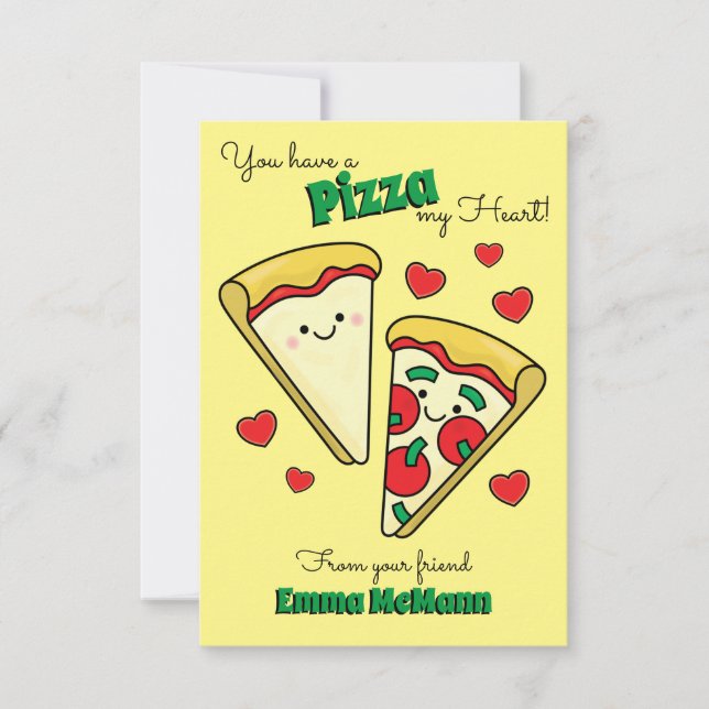 Pizza Kids Klassrums Valentine-kort Tack Kort (Framsida)