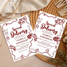 Pizza klotter speciell leverans baby shower
