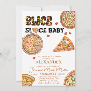 Pizza Kön Neutral Baby Shower Inbjudningar