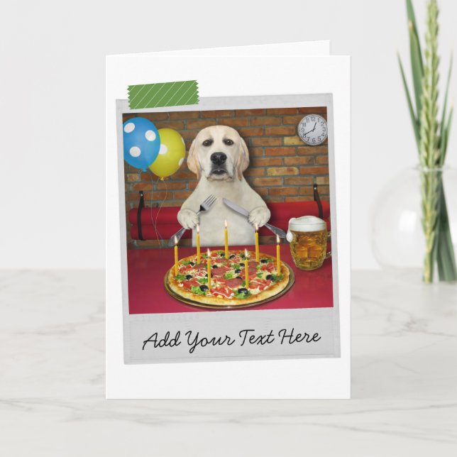 Pizza Labrador Retriever Hund Funny Card Kort (Framsida)