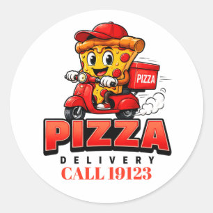 🍕 Pizza Leverans Team Uniform Personal 🚚 Runt Klistermärke