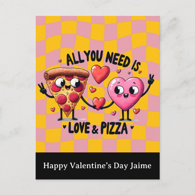 Pizza Love Valentines Day Postcard Vykort (Framsida)
