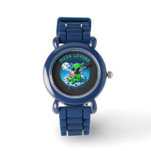Pizza-Loving Alien vid Måne Roligt Cosmic Armbandsur