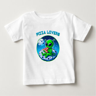 Pizza-Loving Alien vid Måne | Roligt Cosmic T Shirt