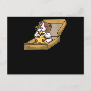 Pizza Loving Guinea Gris Cute Rodent Animal Vykort