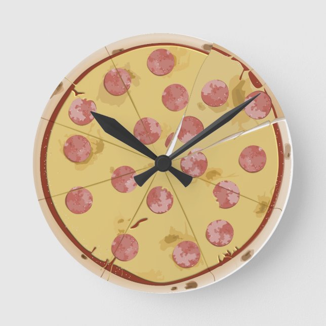 PIZZA lustigt WALL CLOCK Rund Klocka (Framsida)