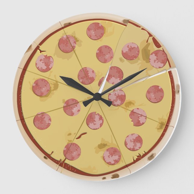 PIZZA lustigt WALL CLOCK Stor Klocka (Framsida)