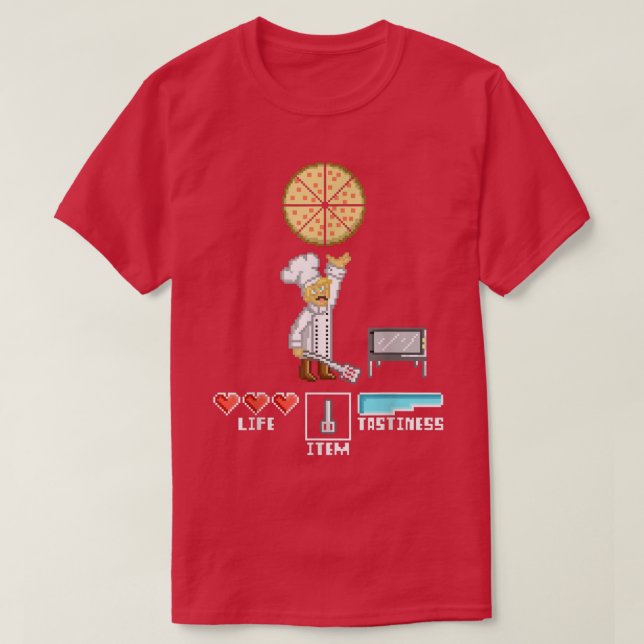 Pizza Maker Chef Piel Art Funny 8 bits Retro Game  T Shirt (Design framsida)