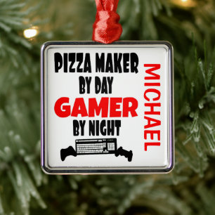 Pizza Maker Kärlek spelar videospel Julgransprydnad Metall