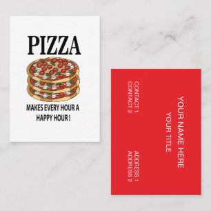 Pizza Makes varje timme i Lycklig Pizza Visitkort