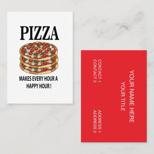 Pizza Makes varje timme i Lycklig Pizza Visitkort (Fram/baksida)