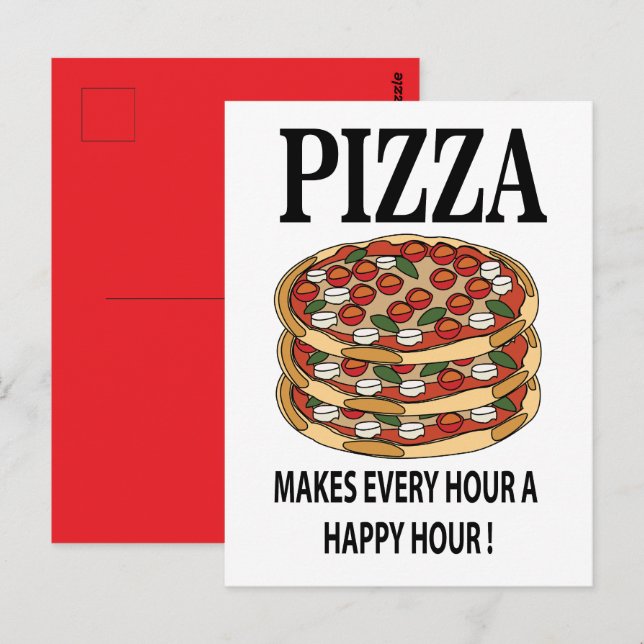 Pizza Makes varje timme i Lycklig Pizza Vykort (Fram/baksida)