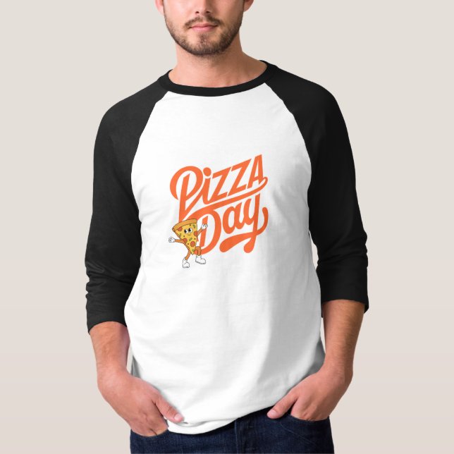 Pizza Man med Pizza Day T Shirt (Framsida)
