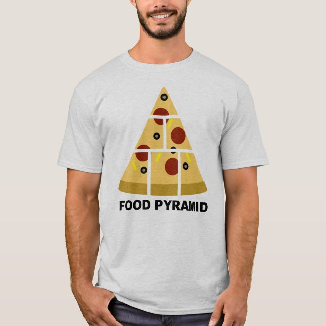 Pizza Matpyramid Rolig T-Shirt (Framsida)