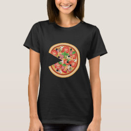 Pizza med den saknade skivan som matchar t shirt