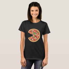 Pizza med den saknade skivan som matchar t shirt