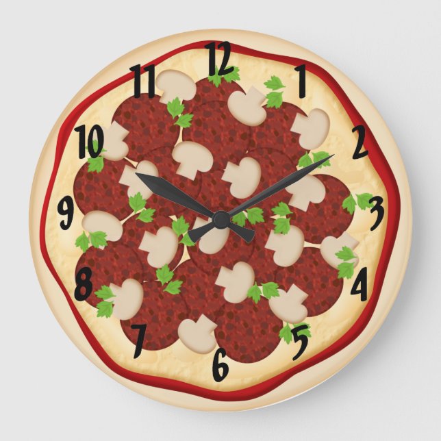 Pizza med pepperoni och svamp stor klocka (Framsida)