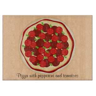 Pizza med pepperoni och tomater