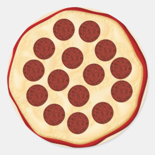 Pizza med pepperoni runt klistermärke