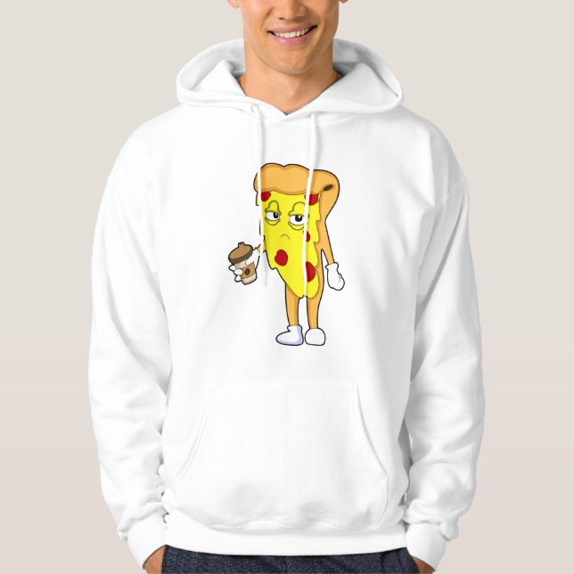 Pizza med Salami Cheese & Coffee Hoodie (Framsida)