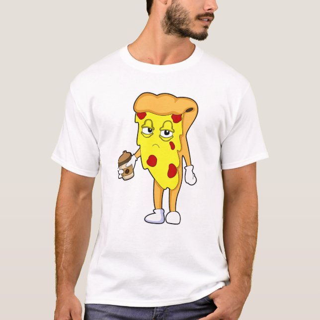 Pizza med Salami Cheese & Coffee T Shirt (Framsida)