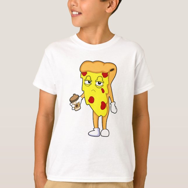 Pizza med Salami Cheese & Coffee T Shirt (Framsida)