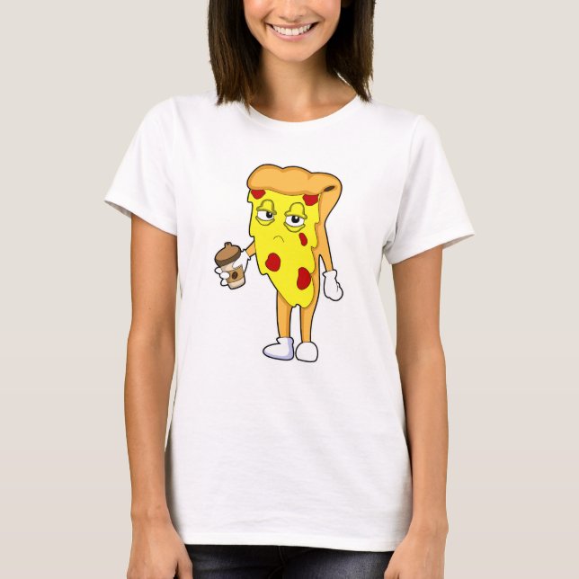 Pizza med Salami Cheese & Coffee T Shirt (Framsida)