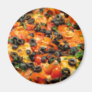 Pizza med svarta oliver magnet