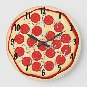 Pizza med tomater och lök stor klocka