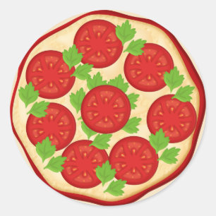 Pizza med tomater runt klistermärke