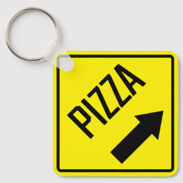 Pizza Metall Square Keychain Nyckelring