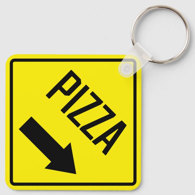 Pizza Metall Square Keychain Nyckelring (Baksida)