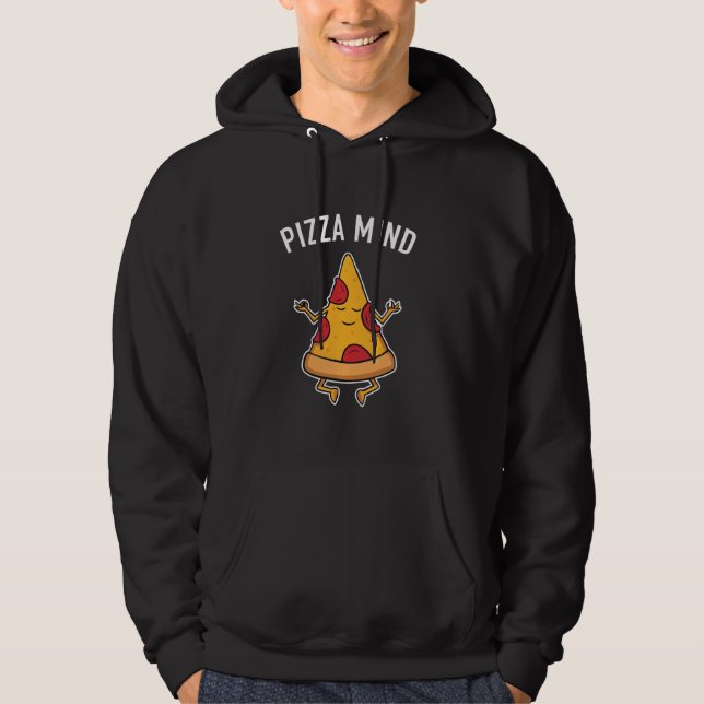 Pizza Mind Peace of Mind Funny Pun Pepperoni Pizza Hoodie (Framsida)