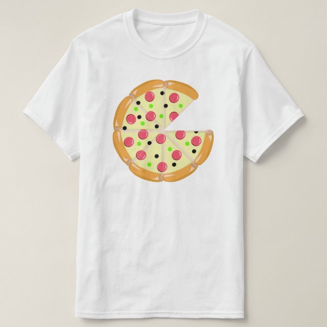 Pizza mindre än ett segment Fars dag Manar White T Shirt (Design framsida)