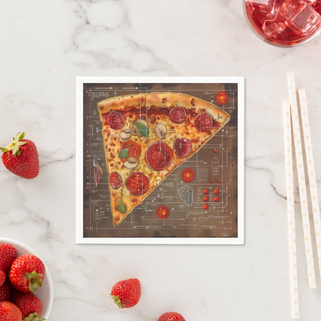 Pizza Modern Blueprint Pappersservett (Insitu)