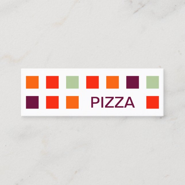 PIZZA (modets kvadrater) Mini Visitkort (Framsida)