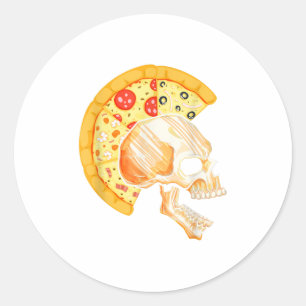 Pizza Mohawk Sten Hair Skull Skeleton Rocker Runt Klistermärke